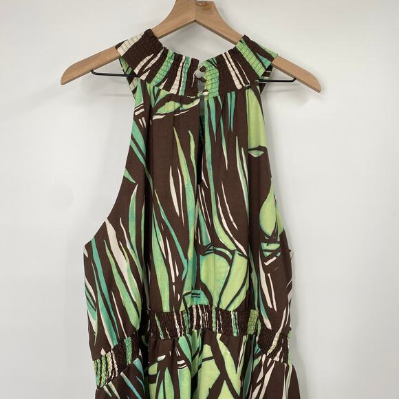 Lane Bryant Halter Fit & Flare Mini Dress Printed Green Brown Abstract NEW 26/28 - Picture 3 of 9